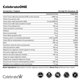 CelebrateONE Bariatric One A Day Multivitaminové kapsle, bez železa 