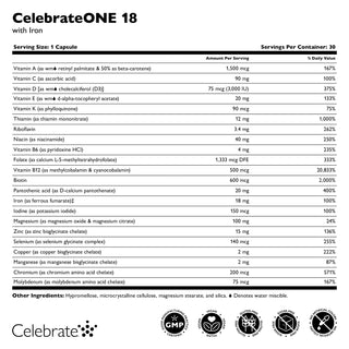 CelebrateONE 18 Jednou denně bariatrické multivitamíny s železem v kapslích 