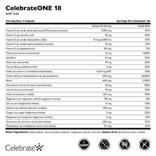 CelebrateONE 18 Bariatrický multivitamin se železem jednou denně, kapsle