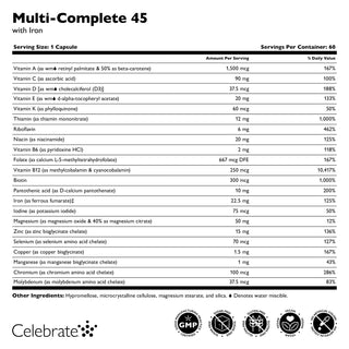 Multi-Complete 45 Bariatrické multivitaminy s železem v kapslích 