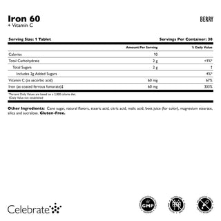 Železo 60 mg + Vitamin C, žvýkací, Berry 