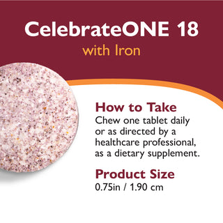 CelebrateONE 18 Bariatrický multivitamin se železem, žvýkací, jednou denně