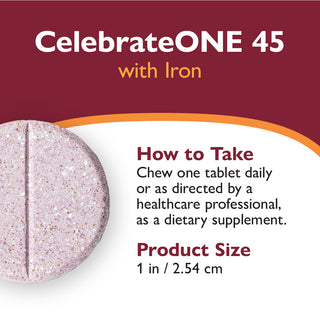 CelebrateONE 45 Bariatrický multivitamin se železem, žvýkací, jednou denně