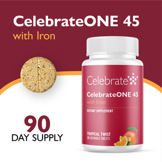 CelebrateONE 45 Bariatrický multivitamin se železem, žvýkací, jednou denně