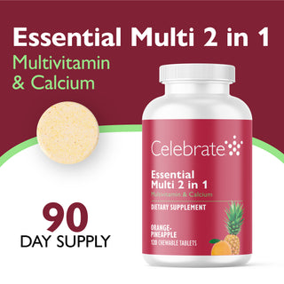 Essential Multi 2 v 1 multivitamín s vápníkem, žvýkací forma