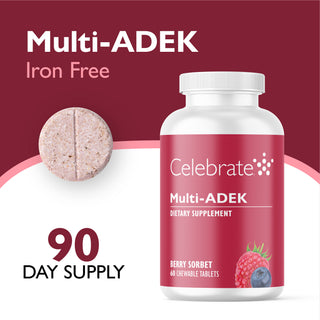 Multi-ADEK Vitamin bez železa, žvýkací, Berry Sorbet