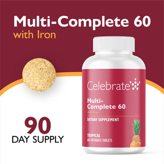 Multi-Complete 60 Bariatrický multivitamin se železem, žvýkací, Tropical